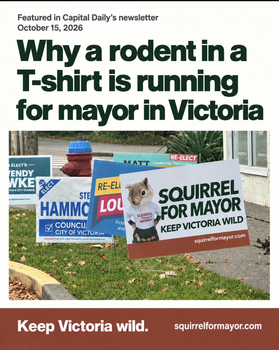 Why a rodent in a T-shirt is running for mayor in Victoria